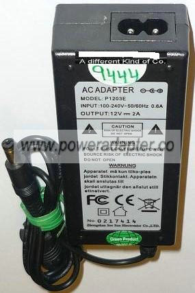 ZHONGSHAN P1203E AC ADAPTER 12VDC 2A USED -(+) 2x5.5x9mm ROUND ZHONGSHAN P1203E AC ADAPTER 12VDC 2A USED -(+) 2x5.5x9mm ROUND