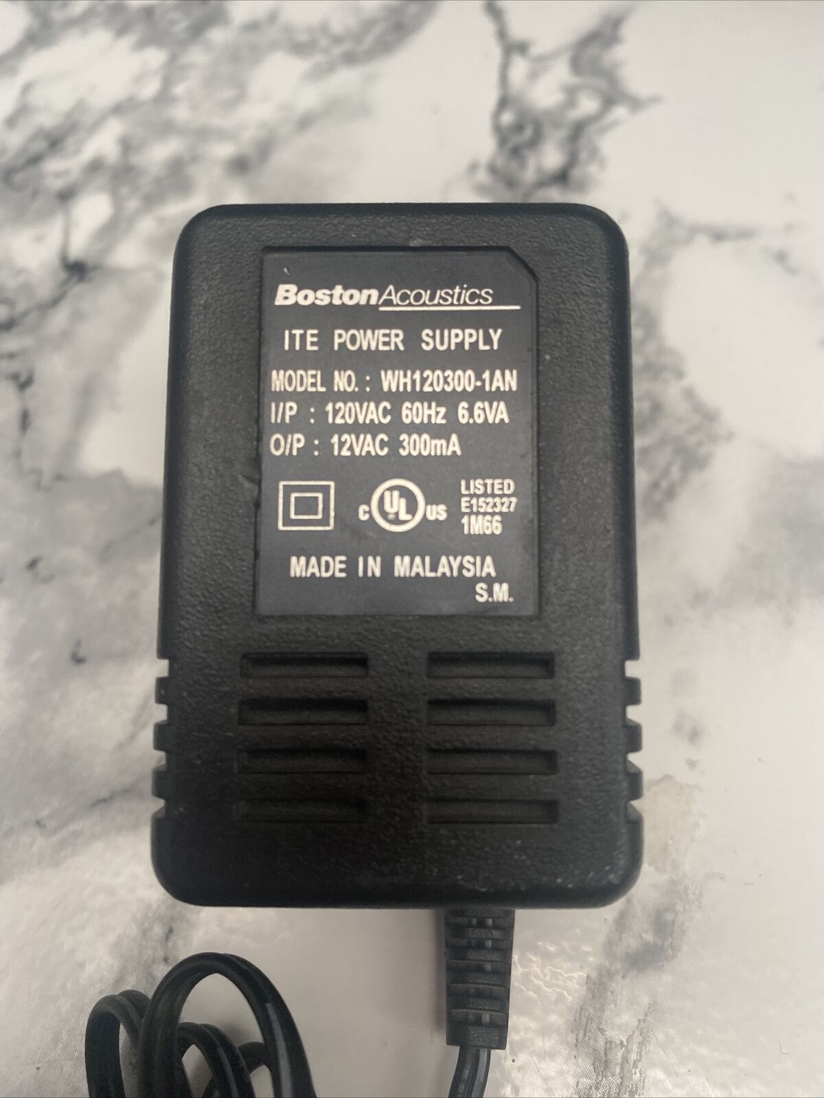 Boston Acoustics WH120300-1AN AC/AC Adapter 12 Volts 300ma for Computer Speakers Brand: Boston Acoustics Type: AC/ Boston Acoustics WH120300-1AN AC/AC Adapter 12 Volts 300ma for Computer Speakers Brand: Boston Acoustics Type: AC/