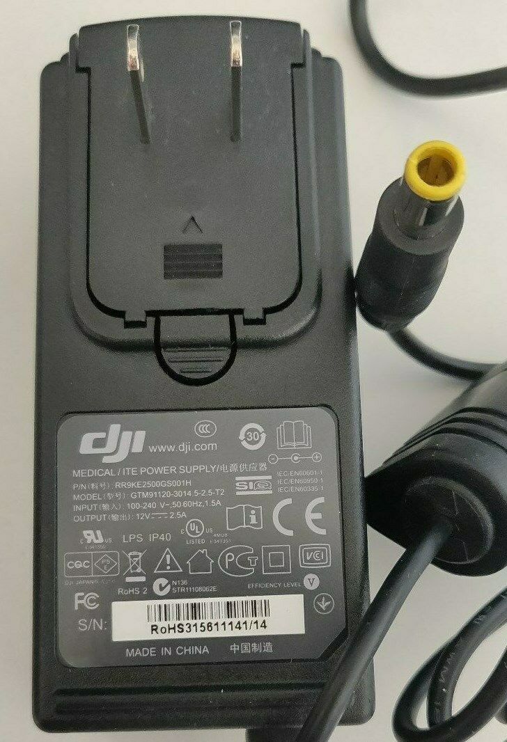 DJI Original GTM91120-3014.5-2.5-T2 Medical Grade AC NA 100-240V Power Adapter Color: Black Model: GTM91120-3014.5-2. DJI Original GTM91120-3014.5-2.5-T2 Medical Grade AC NA 100-240V Power Adapter Color: Black Model: GTM91120-3014.5-2.