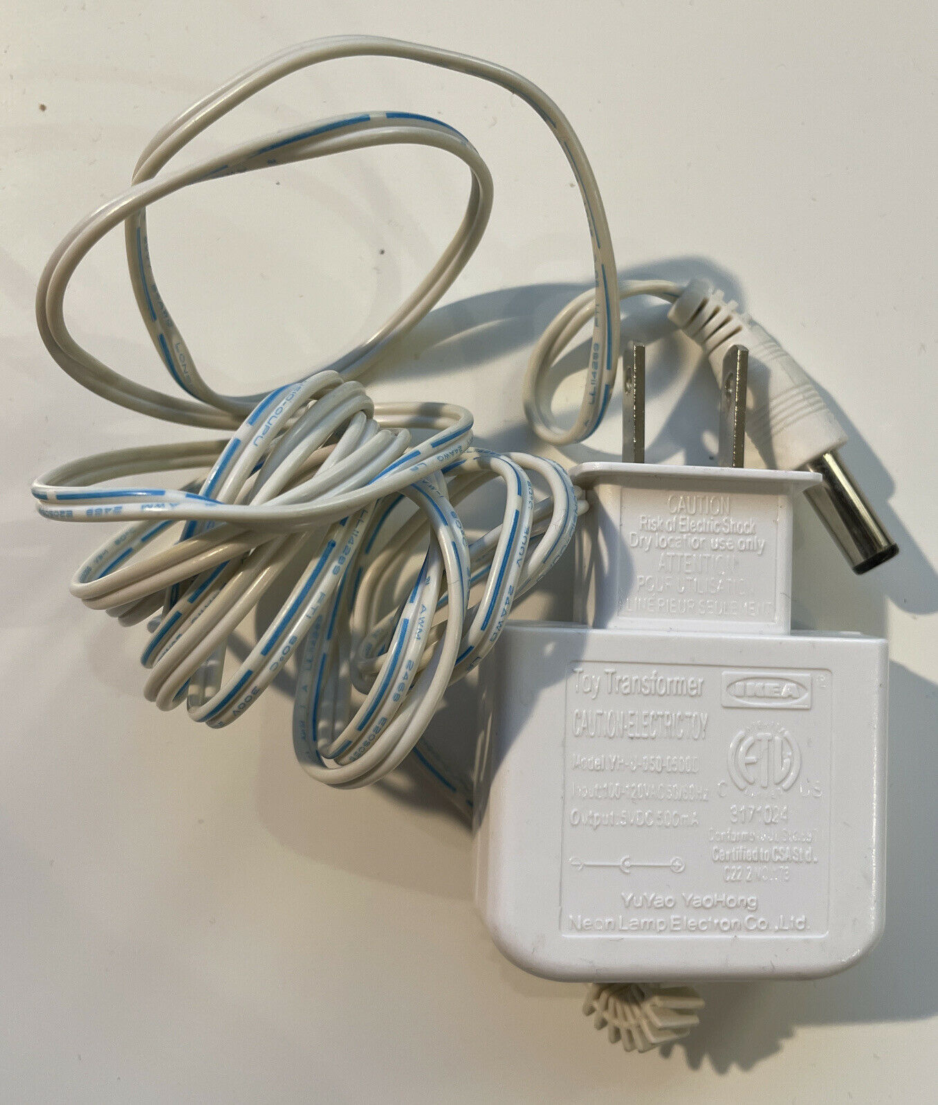 Ikea Toy Transformer AC Adapter YH-U-050-0500D - 5VDC 500mA Brand: Ikea Type: AC/DC Adapter Ikea Toy Transformer A Ikea Toy Transformer AC Adapter YH-U-050-0500D - 5VDC 500mA Brand: Ikea Type: AC/DC Adapter Ikea Toy Transformer A