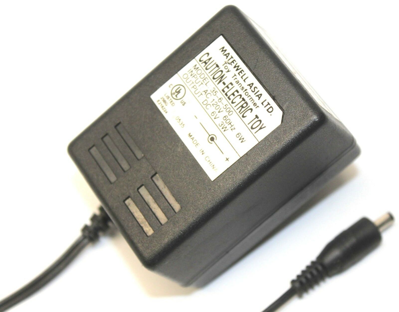 Matewell 35-6-500 Toy Transformer AC Adapter 6 Volts 3 Watts Power Supply Cable MPN: Does Not Apply Model: 35-6-500 Matewell 35-6-500 Toy Transformer AC Adapter 6 Volts 3 Watts Power Supply Cable MPN: Does Not Apply Model: 35-6-500