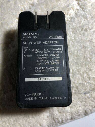 8.4v 1.8a Sony AC-V615 Charger Adapter power cord input:ac 100-240v 50-60hz output:8.4v 1.8a Sony AC-V6 8.4v 1.8a Sony AC-V615 Charger Adapter power cord input:ac 100-240v 50-60hz output:8.4v 1.8a Sony AC-V6