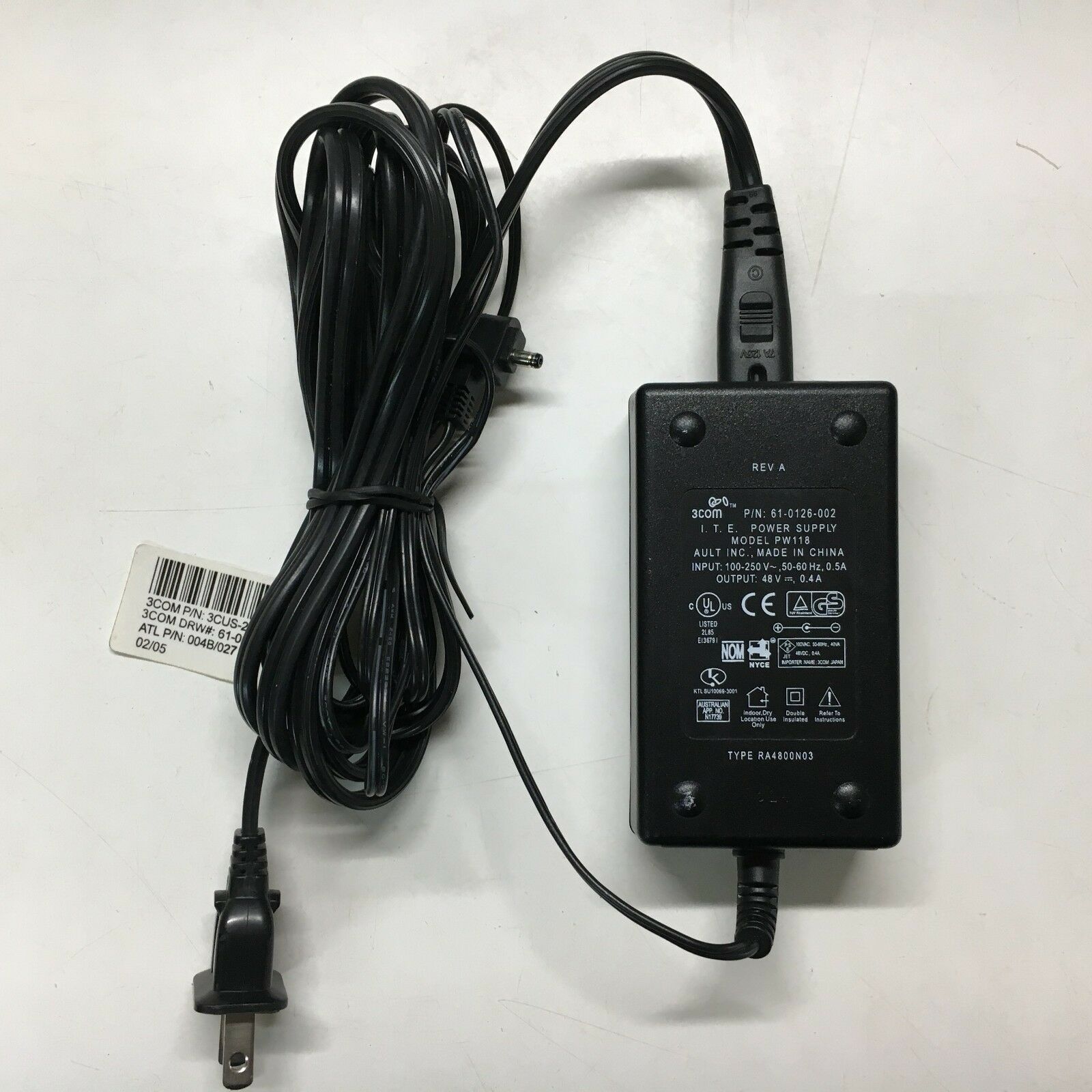 Original Symbol Barcode Scanner 9V. AC Adapter w/Power Cord 50-14000-107 /PW118 MPN: 50-14000-107 PW118 Type: AC/Stan Original Symbol Barcode Scanner 9V. AC Adapter w/Power Cord 50-14000-107 /PW118 MPN: 50-14000-107 PW118 Type: AC/Stan