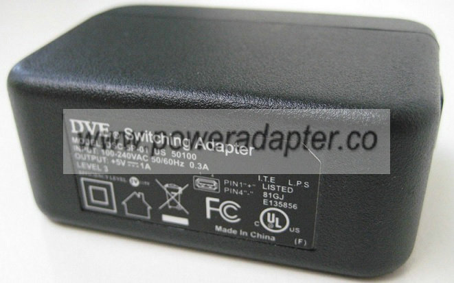 DVE DSC-5P-01 US 50100 AC ADAPTER 5VDC 1A Used USB Connector Wall Mount Plug-in Power Supply DVE DSC-5P-01 US 50100 AC ADAPTER 5VDC 1A Used USB Connector Wall Mount Plug-in Power Supply