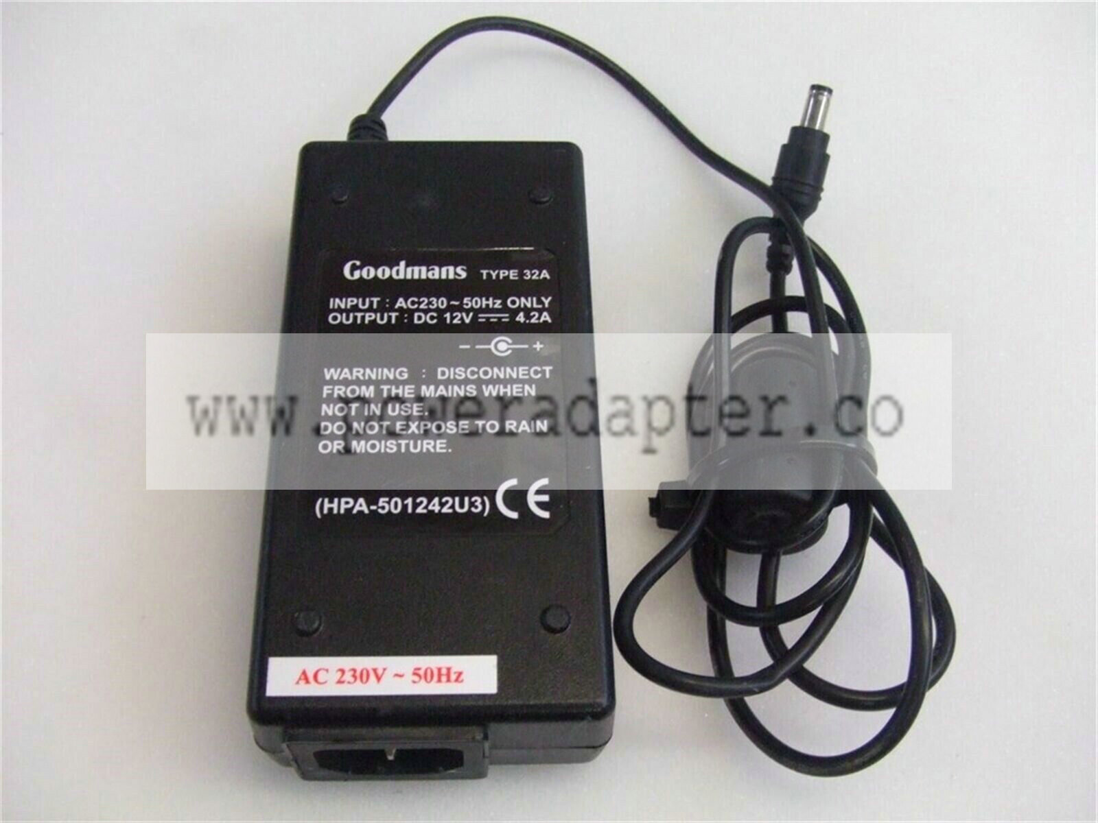 Genuine Goodmans Power Supply HPA-501242U3 12V 4.2A AC Adapter Cable Brand: Goodmans Manufacturer warranty: None MPN Genuine Goodmans Power Supply HPA-501242U3 12V 4.2A AC Adapter Cable Brand: Goodmans Manufacturer warranty: None MPN
