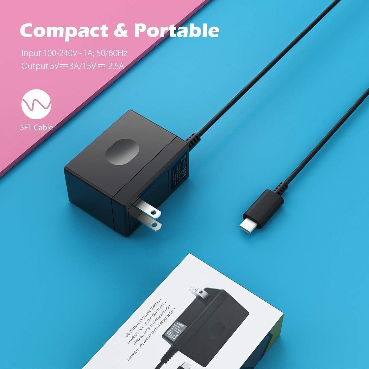 Charger for Nintendo Switch, YCCTEAM Charger AC Adapter Power Supply 15V 2.6A Fast Charging Kit Compatible with Switch O Charger for Nintendo Switch, YCCTEAM Charger AC Adapter Power Supply 15V 2.6A Fast Charging Kit Compatible with Switch O