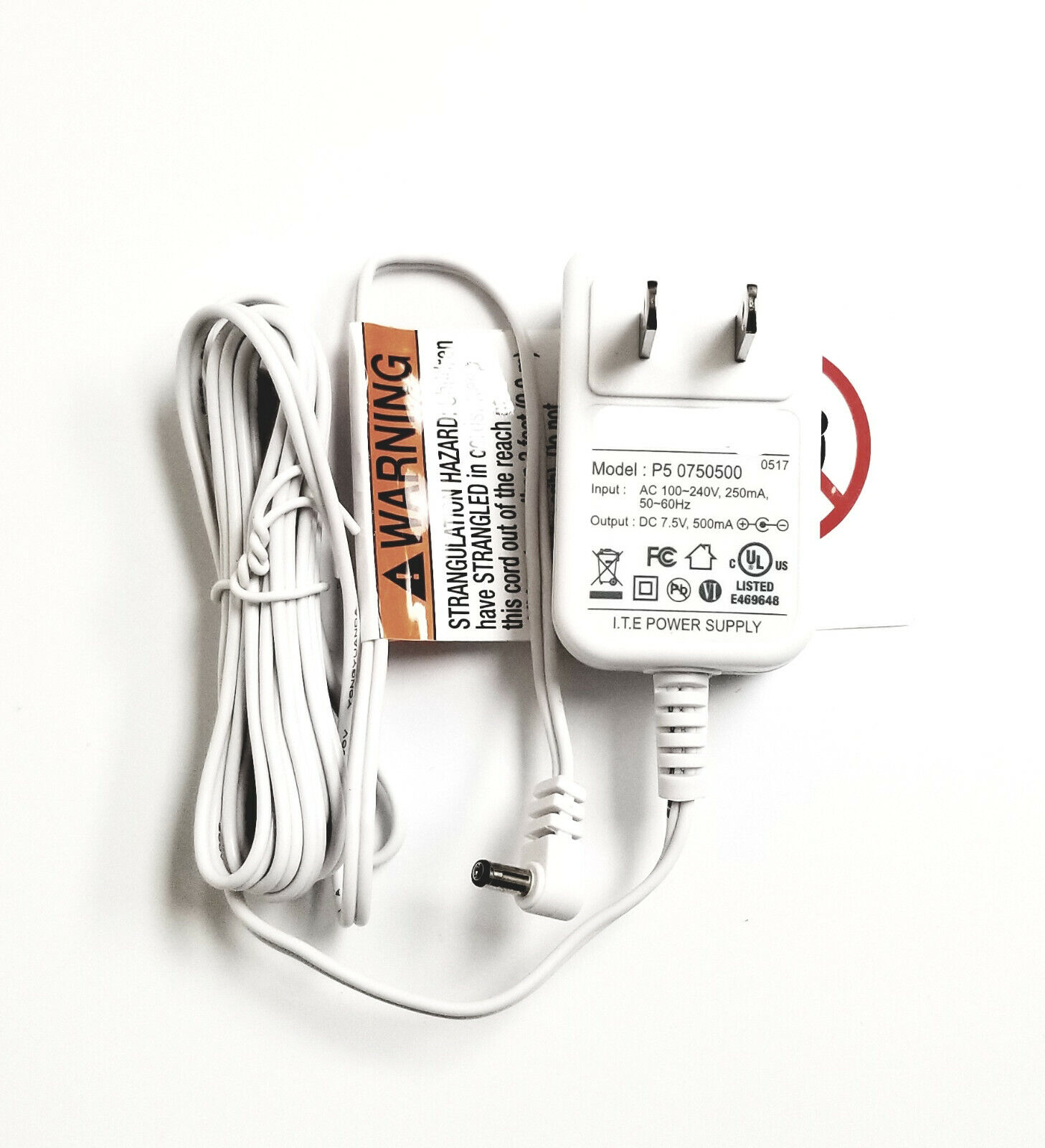 For AXVUE Baby Monitor or Camera AC Power Adapter Charger 7.5v 500mA model no:p5 0750 500 output:DC 7.5v 500ma input:10 For AXVUE Baby Monitor or Camera AC Power Adapter Charger 7.5v 500mA model no:p5 0750 500 output:DC 7.5v 500ma input:10