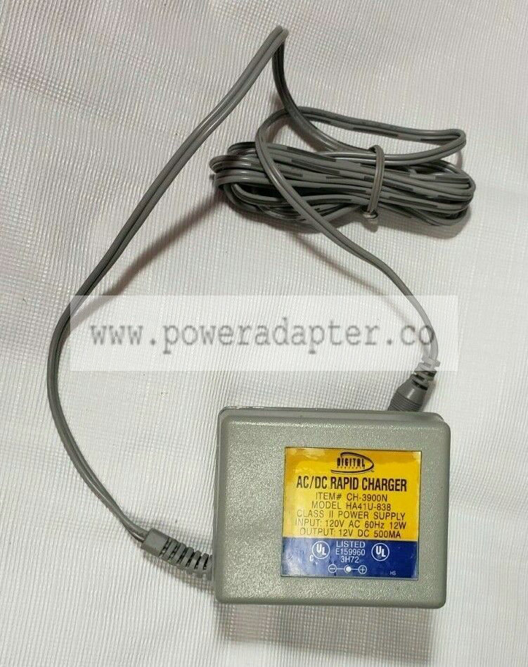Digital Concepts Rapid AC/DC Charger HA41U-838 CH-3900N input 120V Output 12V Model: HA41U-838 Output Voltage: 12 V Digital Concepts Rapid AC/DC Charger HA41U-838 CH-3900N input 120V Output 12V Model: HA41U-838 Output Voltage: 12 V