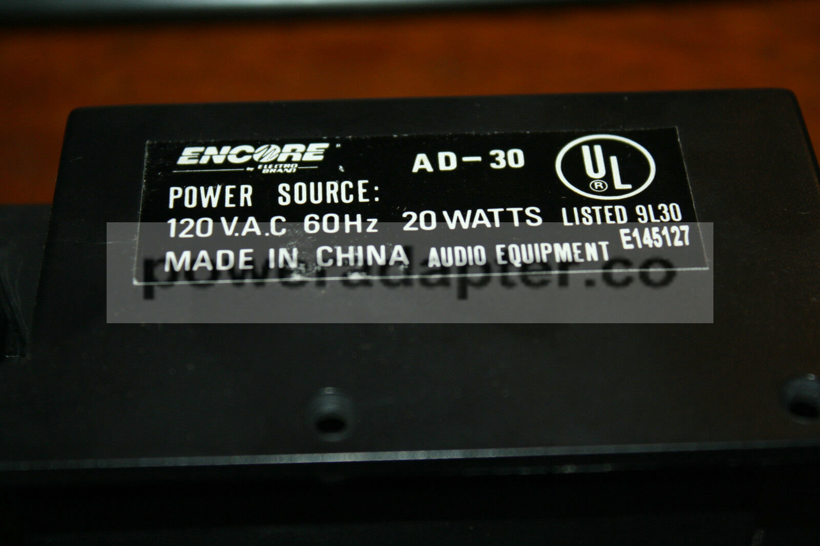 Encore AC Adaptor ad-30 e145127 120vac 60hz 20 Watts - NEW OLD STOCK Condition: New: Brand: Encore MPN: AD-30 Mo Encore AC Adaptor ad-30 e145127 120vac 60hz 20 Watts - NEW OLD STOCK Condition: New: Brand: Encore MPN: AD-30 Mo