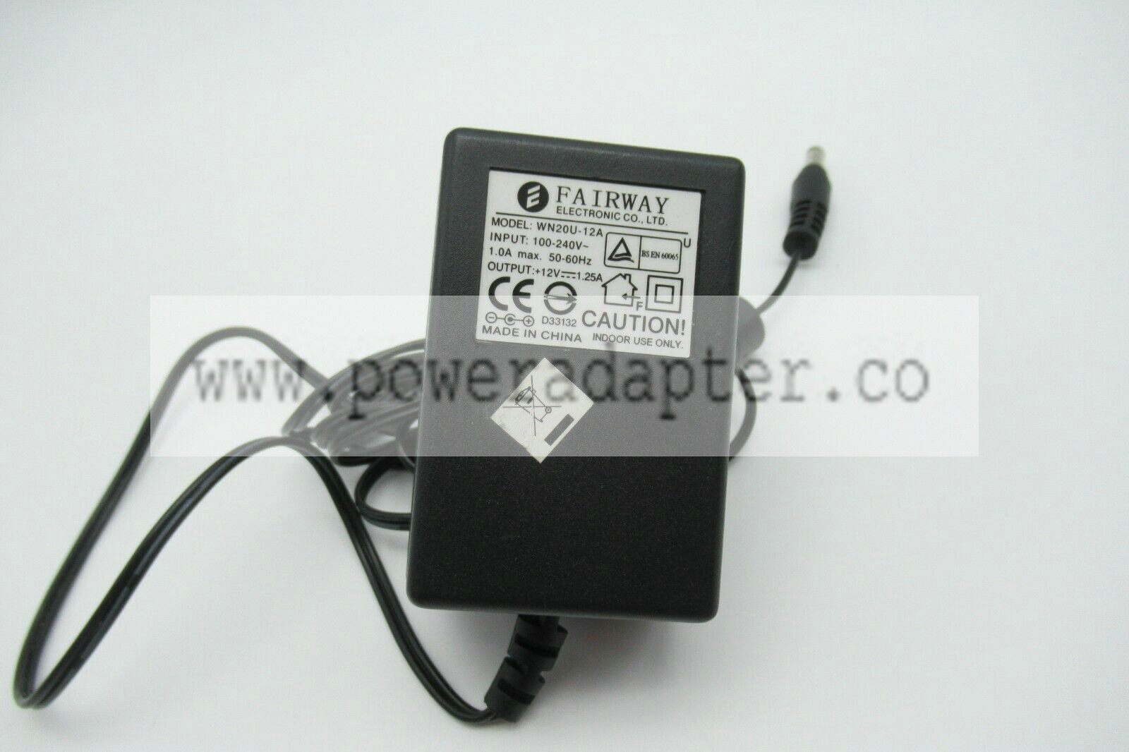 Fairway WN20U-12A 12v 1.25a power adapter for Goodmans portable DVD player Tested and in goood working order Please Fairway WN20U-12A 12v 1.25a power adapter for Goodmans portable DVD player Tested and in goood working order Please