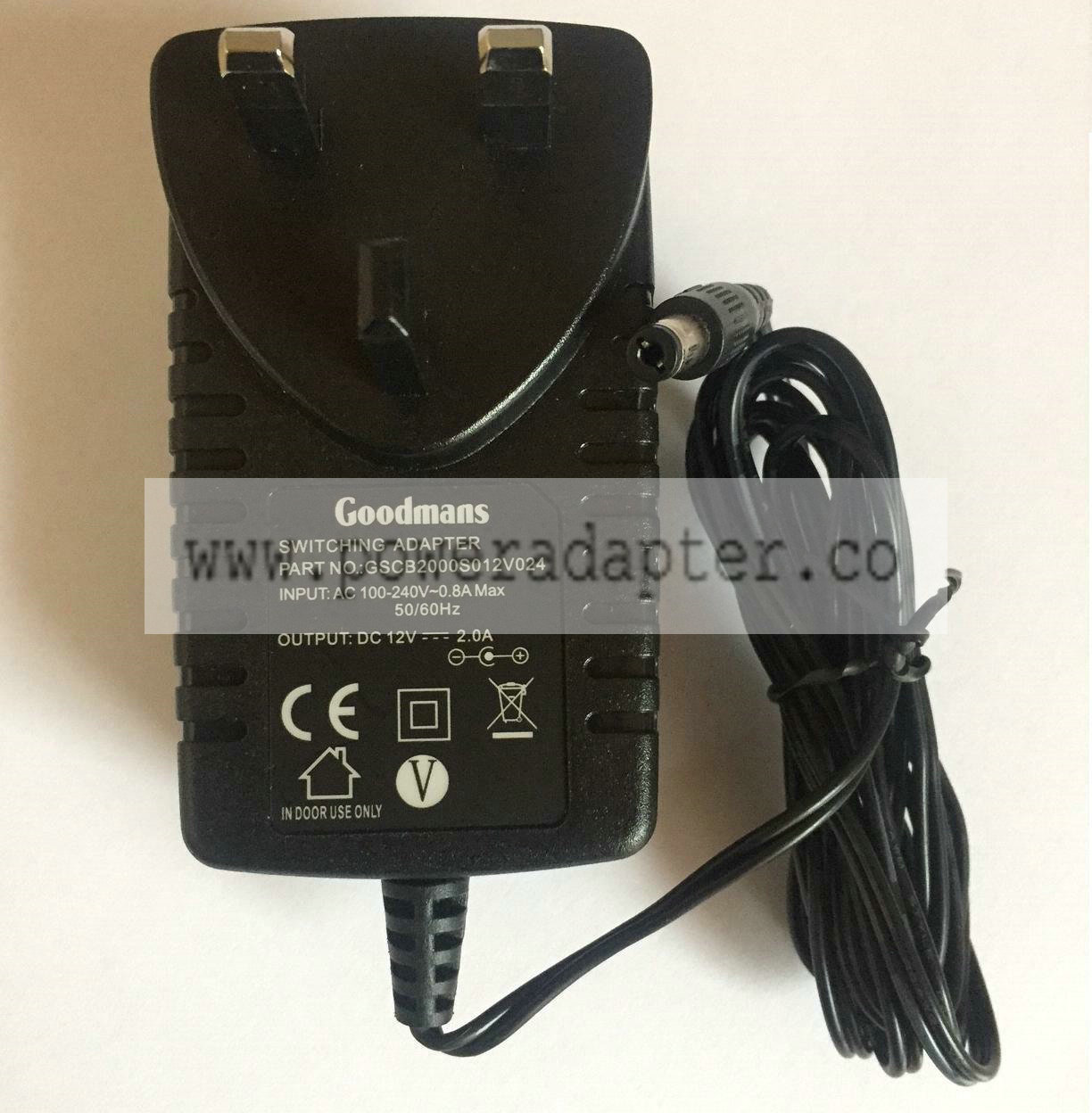 GOODMANS GV101YRH32 GV101YRH50 Genuine 12V 2A Mains Switching Power Adapter Plug Output Voltage: 12V, 2.0A Brand: Go GOODMANS GV101YRH32 GV101YRH50 Genuine 12V 2A Mains Switching Power Adapter Plug Output Voltage: 12V, 2.0A Brand: Go