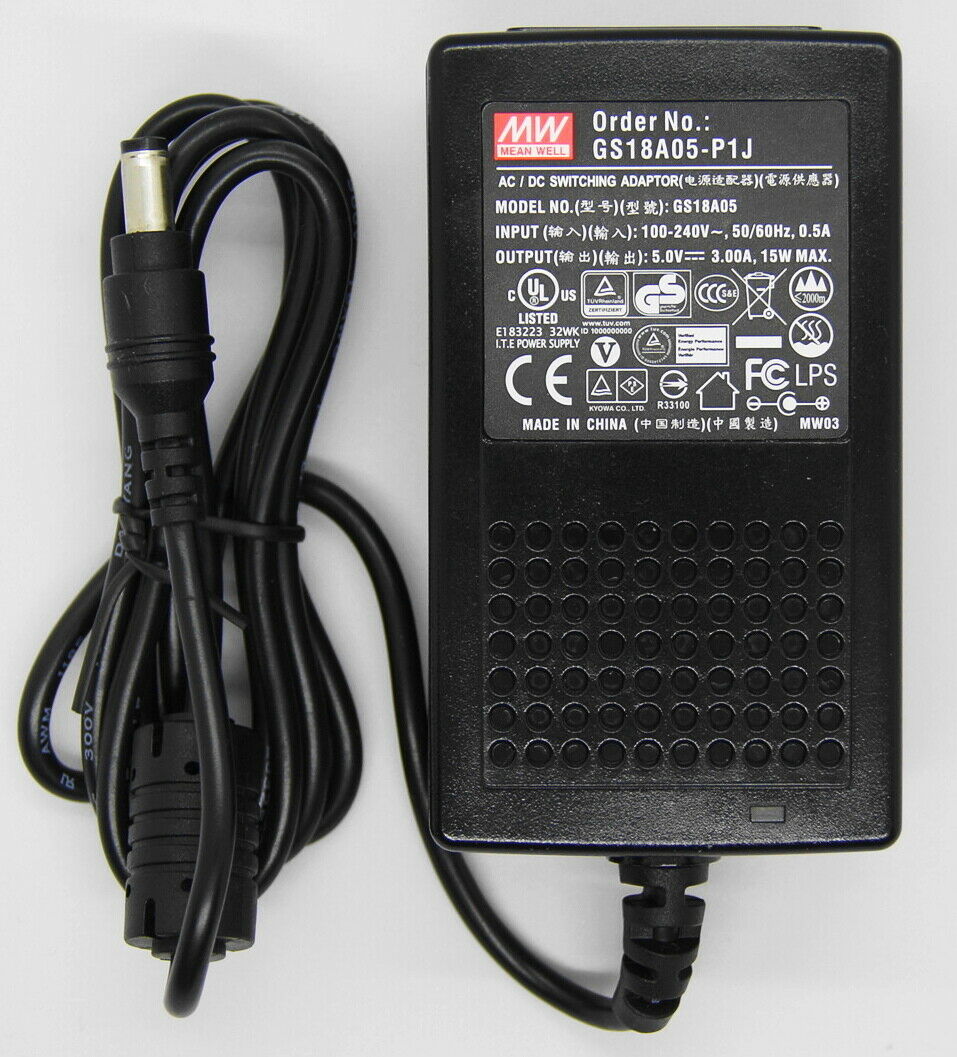Mean Well GS18A05-P1J 5V 3A 15W Max. AC-DC Switching Adapter POWER SUPPLY - NEW Model: MEAN WELL GS18A05-P1J MPN: G Mean Well GS18A05-P1J 5V 3A 15W Max. AC-DC Switching Adapter POWER SUPPLY - NEW Model: MEAN WELL GS18A05-P1J MPN: G