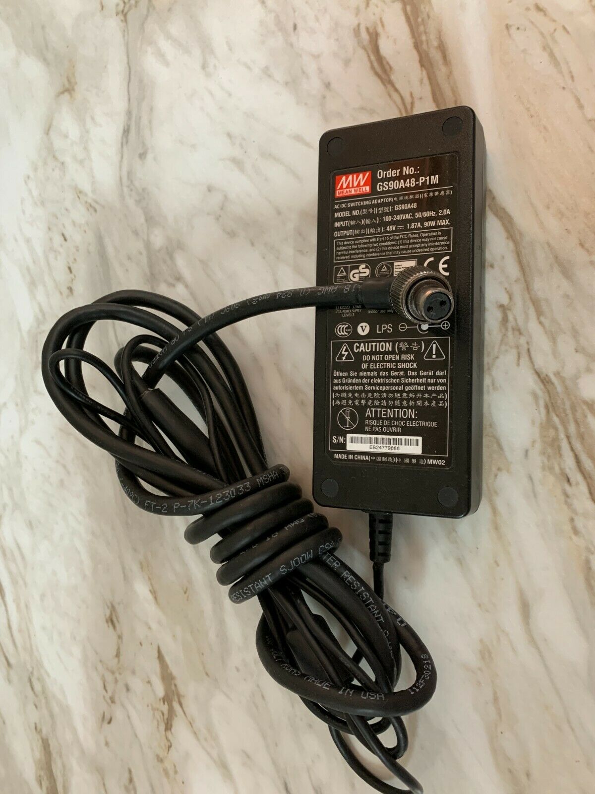 MEAN WELL GS90A48-P1M Power Supply, AC-DC Industrial desktop adaptor 48v Maximum Voltage Output: 48 V MPN: Does Not MEAN WELL GS90A48-P1M Power Supply, AC-DC Industrial desktop adaptor 48v Maximum Voltage Output: 48 V MPN: Does Not