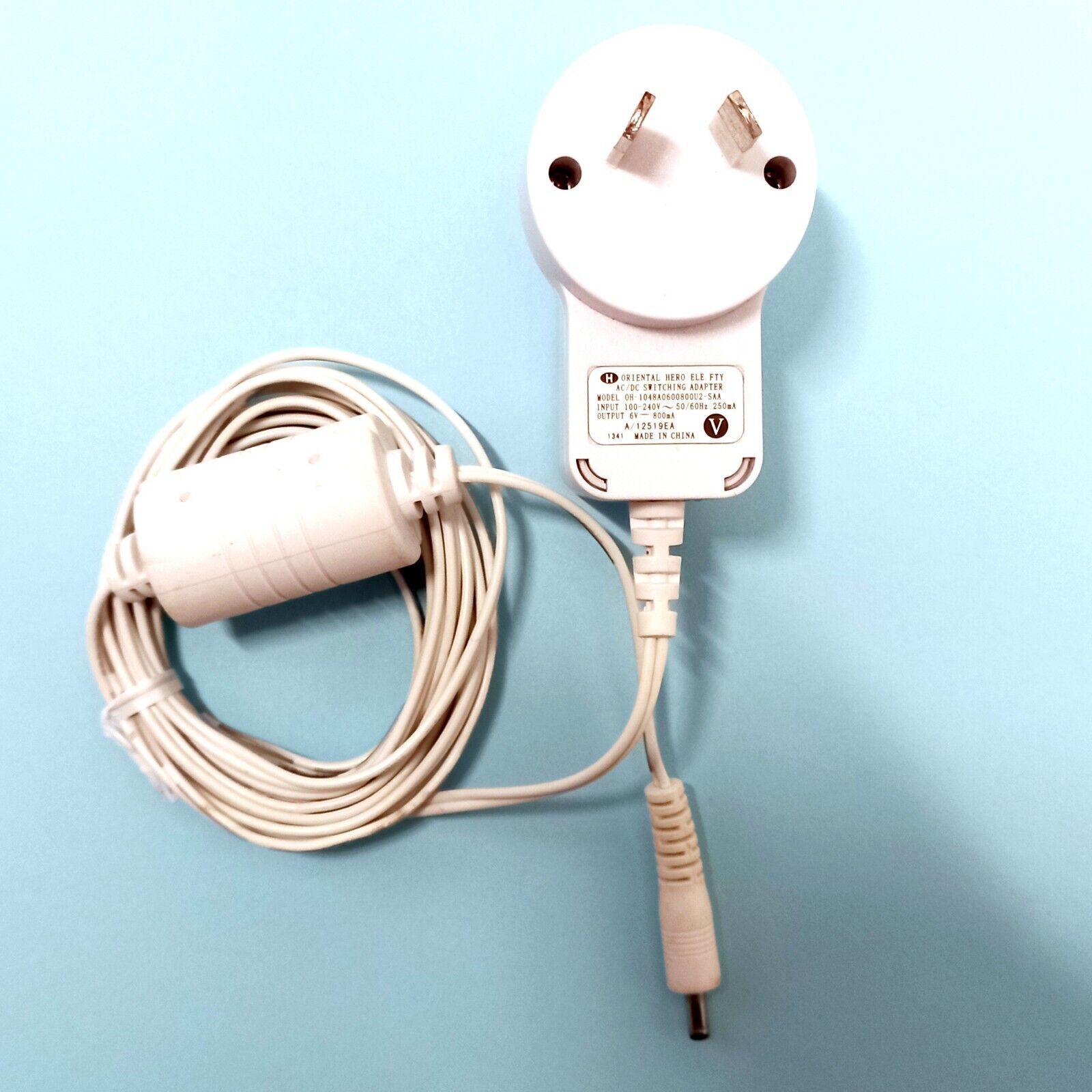Oriental Hero 6v Ac/dc Adapter OH-1048A0600800U2- SAA Power Supply 2.5 Metres Output Voltage: 6 V Features: Powered Oriental Hero 6v Ac/dc Adapter OH-1048A0600800U2- SAA Power Supply 2.5 Metres Output Voltage: 6 V Features: Powered