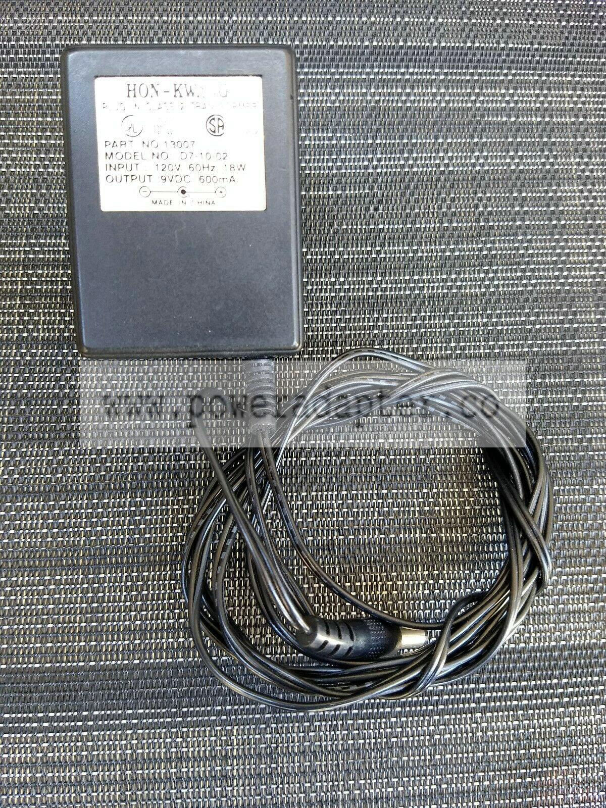 Hon Kwang Power Supply AC Adapter 13007 Transformer D7-10-02 - Output 9VDC 600mA Product Type: Transformer Type: Wall Hon Kwang Power Supply AC Adapter 13007 Transformer D7-10-02 - Output 9VDC 600mA Product Type: Transformer Type: Wall