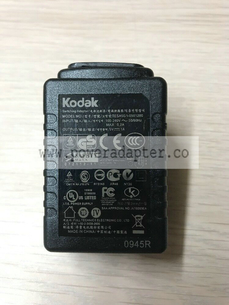 Kodak TESA5G1-0501200 AC Power Supply Adapter Charger 5V 1A AG2 Kodak TESA5G1-0501200 AC Power Supply Adapter Charger Kodak TESA5G1-0501200 AC Power Supply Adapter Charger 5V 1A AG2 Kodak TESA5G1-0501200 AC Power Supply Adapter Charger