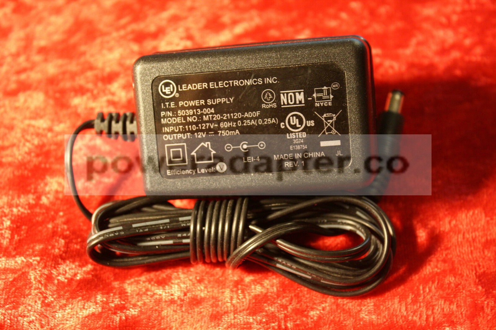 LEI Leader 503913-004 12V 750mA AC to DC Power Supply Adapter MT20-21120-A00F Condition: new Type: AC to DC Wall Cha LEI Leader 503913-004 12V 750mA AC to DC Power Supply Adapter MT20-21120-A00F Condition: new Type: AC to DC Wall Cha