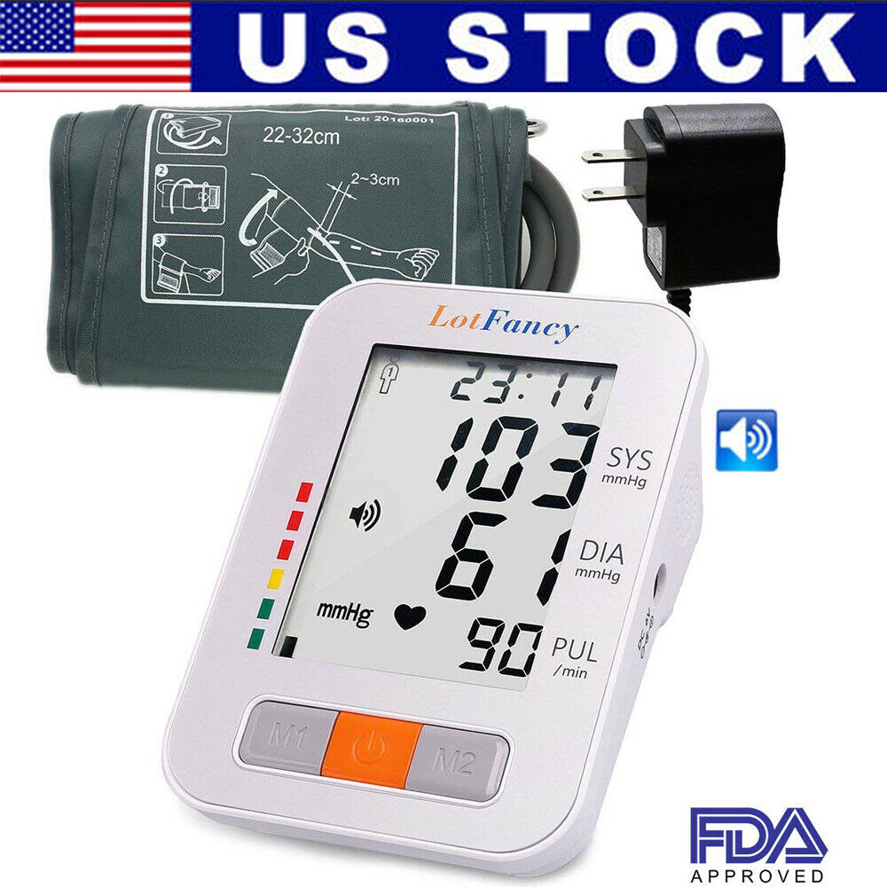 Arm High Blood Pressure Monitor BP Cuff Voice Machine Gauge LCD Pulse Meter LotFancy, founded in the United States sinc Arm High Blood Pressure Monitor BP Cuff Voice Machine Gauge LCD Pulse Meter LotFancy, founded in the United States sinc