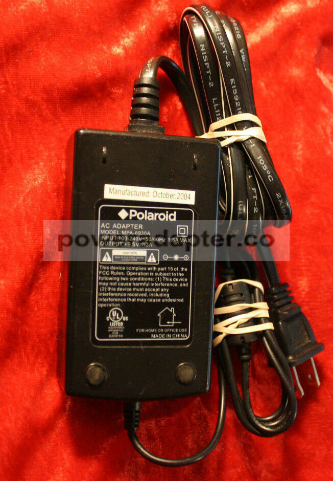 Polaroid MPA-6930A AC Power Supply Charger Adapter +9.5v 3Amp Condition: new Brand: Polaroid Output Current: 3A Ou Polaroid MPA-6930A AC Power Supply Charger Adapter +9.5v 3Amp Condition: new Brand: Polaroid Output Current: 3A Ou