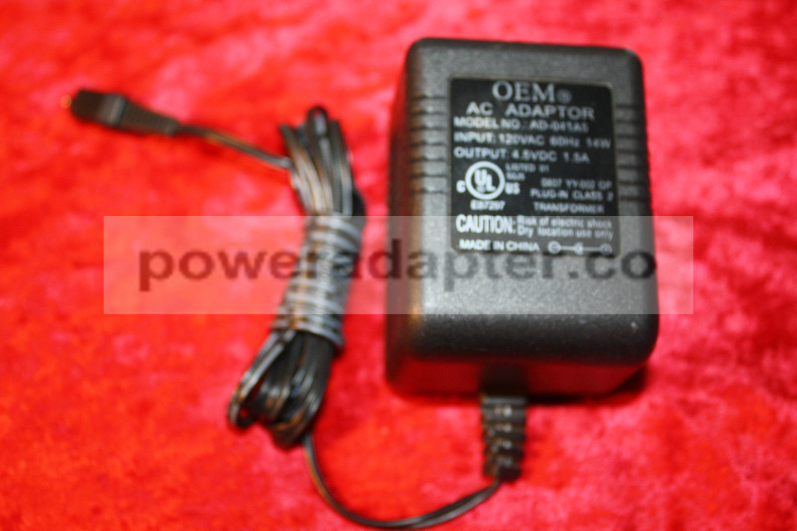 Power Supply Adapter OEM AD-041A5 AC / DC 4.5v 1.5amp Condition: new Brand: OEM AC / DC Type: AC / DC Model: AD-0 Power Supply Adapter OEM AD-041A5 AC / DC 4.5v 1.5amp Condition: new Brand: OEM AC / DC Type: AC / DC Model: AD-0
