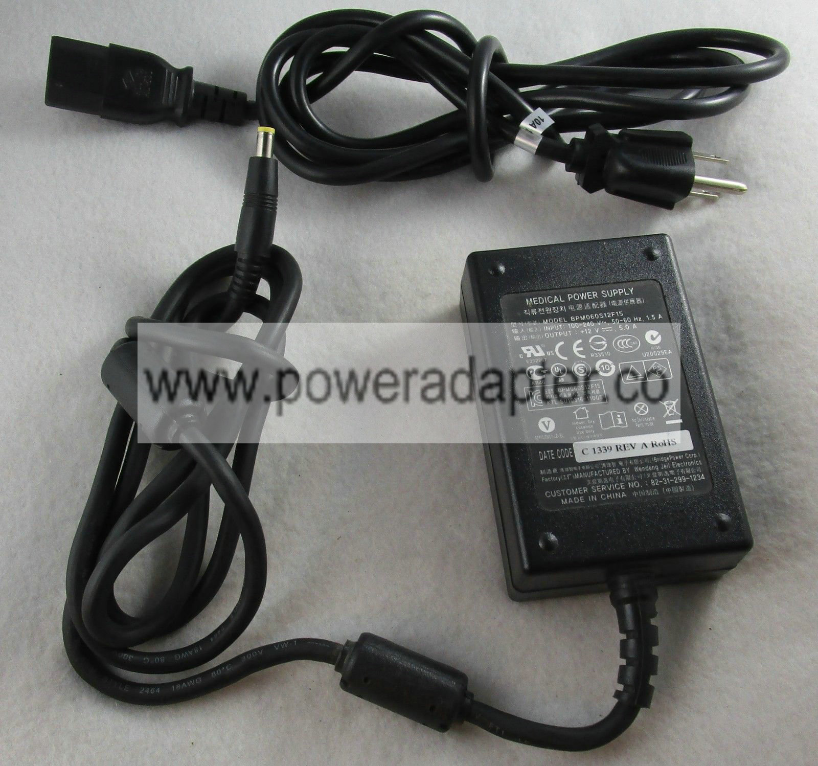 Wendng Jeil Medical Power Supply 12V 5A Barco Display AC Adapter BPM060S12F15 Bundled Items: Power Cable Non-Domesti Wendng Jeil Medical Power Supply 12V 5A Barco Display AC Adapter BPM060S12F15 Bundled Items: Power Cable Non-Domesti