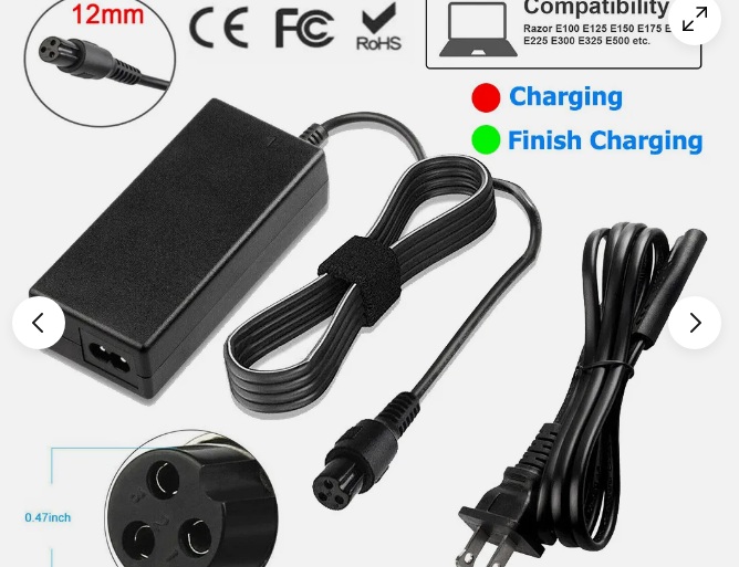 24V 2A Electric Scooter Battery Charger for RAZOR E100 E200 E300 E125 E150 E500 Brand Unbranded/Generic MPN Does not ap 24V 2A Electric Scooter Battery Charger for RAZOR E100 E200 E300 E125 E150 E500 Brand Unbranded/Generic MPN Does not ap