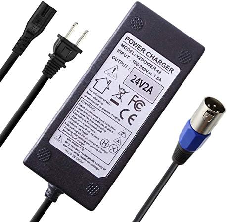 24V 2A Battery Charger with XLR Connector for Ezip Mountain Trailz S400 S500,Jazzy, Pride, S300 S350 S650, Ezip 400 500 24V 2A Battery Charger with XLR Connector for Ezip Mountain Trailz S400 S500,Jazzy, Pride, S300 S350 S650, Ezip 400 500