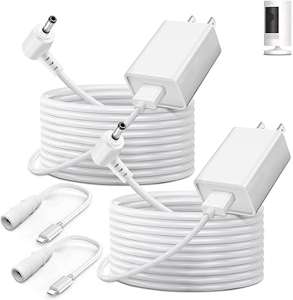 2-Pack Power Adapter Charger Cable Compatible with Ring Stick Up Cam Battery/Plug-in 3rd Gen/2nd Gen & Ring Pan Tilt Sti 2-Pack Power Adapter Charger Cable Compatible with Ring Stick Up Cam Battery/Plug-in 3rd Gen/2nd Gen & Ring Pan Tilt Sti