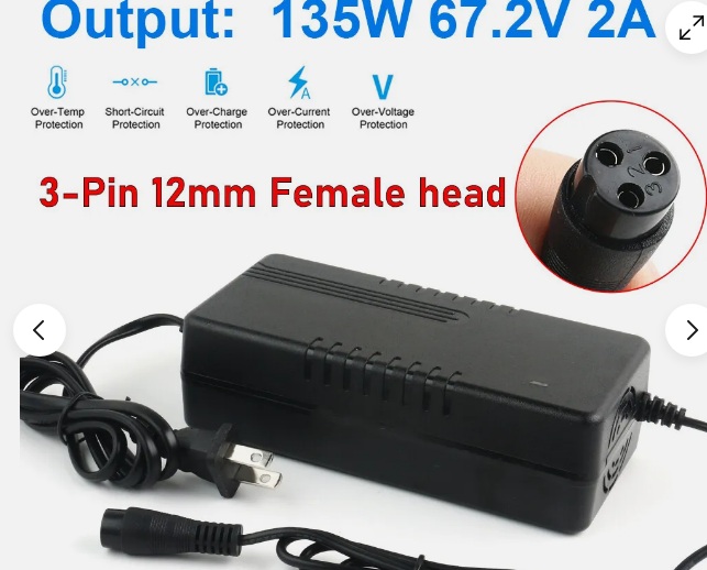 67.2V 2A Electric Scooter Charger Power Adapter for 16S 60V Lithium Battery 3pin Compatible Battery Sizes Li-ion Produc 67.2V 2A Electric Scooter Charger Power Adapter for 16S 60V Lithium Battery 3pin Compatible Battery Sizes Li-ion Produc