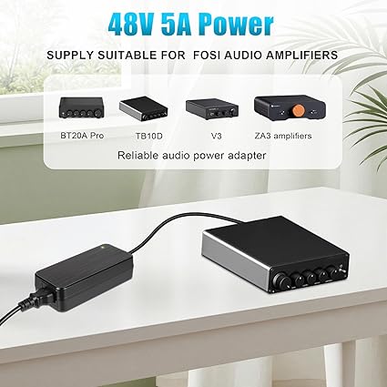 for Fosi Audio Power Supply Adapter, 48V 5A, Compatible with BT20A Pro, TB10D, V3, ZA3 Amplifiers Connector Type DC Com for Fosi Audio Power Supply Adapter, 48V 5A, Compatible with BT20A Pro, TB10D, V3, ZA3 Amplifiers Connector Type DC Com