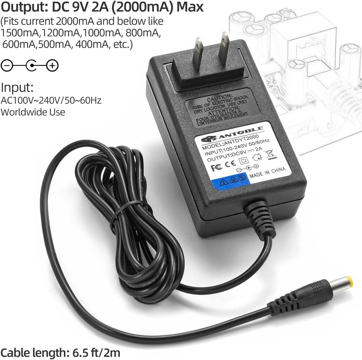 Adapter Power Cord for Crosley Cruiser Portable Turntable Record Player CR8005A CR8005A-BK CR8005A-TU CR8005C CR89 CR221 Adapter Power Cord for Crosley Cruiser Portable Turntable Record Player CR8005A CR8005A-BK CR8005A-TU CR8005C CR89 CR221