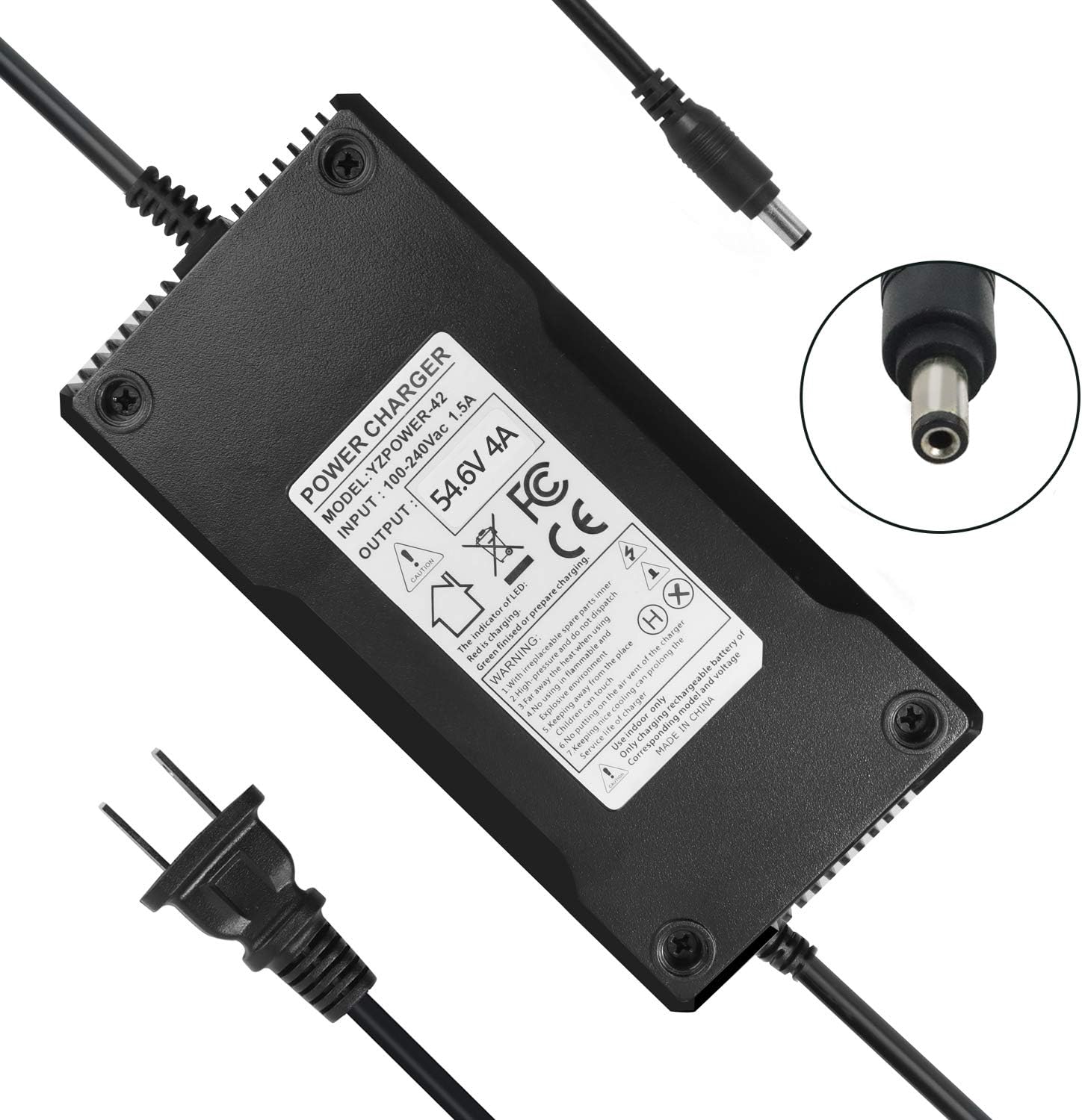 54.6V 4A Power Adapter for Electric Bike Electric Scooter 48V Lithium Battery Charger 5.5mm 2.1mm Connector Color Green 54.6V 4A Power Adapter for Electric Bike Electric Scooter 48V Lithium Battery Charger 5.5mm 2.1mm Connector Color Green