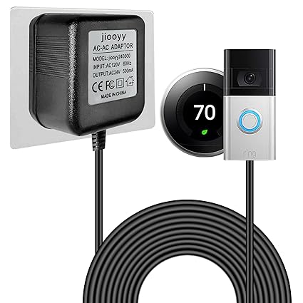24 Volt Doorbell Power Adapter - 16.4ft Long C Wire Adapter, Doorbell Transformer Fits Ring, Nest Hello, Wyze, Eufy Vide 24 Volt Doorbell Power Adapter - 16.4ft Long C Wire Adapter, Doorbell Transformer Fits Ring, Nest Hello, Wyze, Eufy Vide