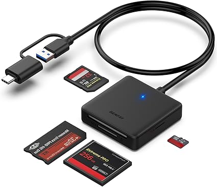Memory Card Reader, BENFEI 4in1 USB 3.0 and USB-C to SD Micro SD MS CF Card Reader Adapter, 4 Cards Simultaneously Read Memory Card Reader, BENFEI 4in1 USB 3.0 and USB-C to SD Micro SD MS CF Card Reader Adapter, 4 Cards Simultaneously Read
