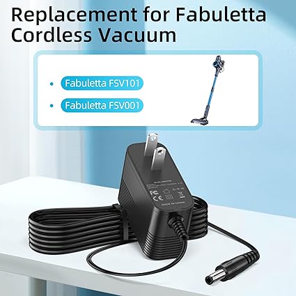 Charger for Fabuletta Cordless Stick Vacuum Cleaner, 31V Power Cord for Fabuletta FSV101 FSV001Cordless Stick Vacuum Cle Charger for Fabuletta Cordless Stick Vacuum Cleaner, 31V Power Cord for Fabuletta FSV101 FSV001Cordless Stick Vacuum Cle