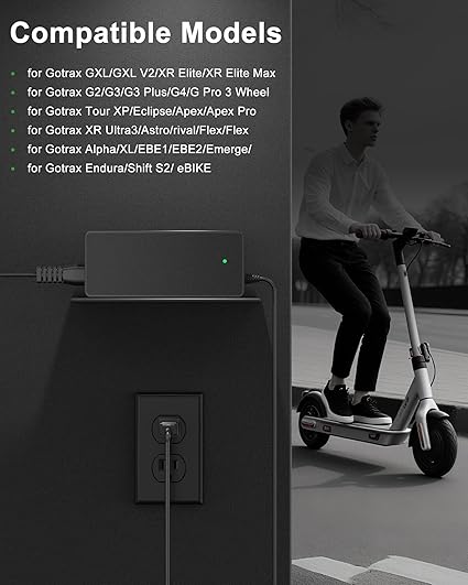 42V 2A for Gotrax Electric Scooter Charger – Compatible with GoTrax GXL V2, Apex, XR Ultra, for Go Trax Electric Scooter 42V 2A for Gotrax Electric Scooter Charger – Compatible with GoTrax GXL V2, Apex, XR Ultra, for Go Trax Electric Scooter