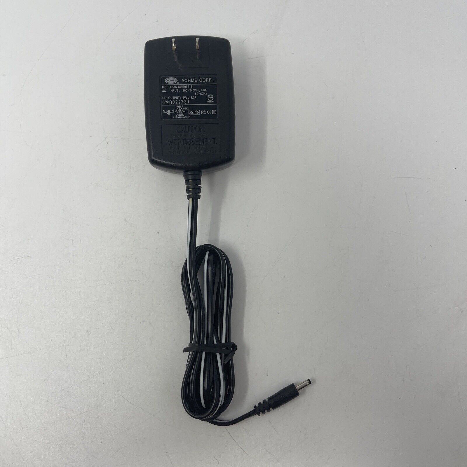 Achme AM138B05S15 AC Adaptor Output 5V DC 3A Power Supply Adapter Cord Plug Brand: Achme Type: AC/DC Adapter Conne Achme AM138B05S15 AC Adaptor Output 5V DC 3A Power Supply Adapter Cord Plug Brand: Achme Type: AC/DC Adapter Conne