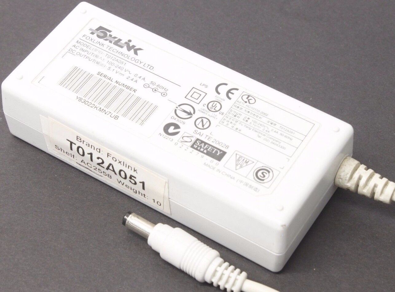 Foxlink AC DC Power Supply Adapter Charger Output 5.1V 2.4A Brand: FOXLINK Type: Adapter MPN: Does Not Apply Mode Foxlink AC DC Power Supply Adapter Charger Output 5.1V 2.4A Brand: FOXLINK Type: Adapter MPN: Does Not Apply Mode